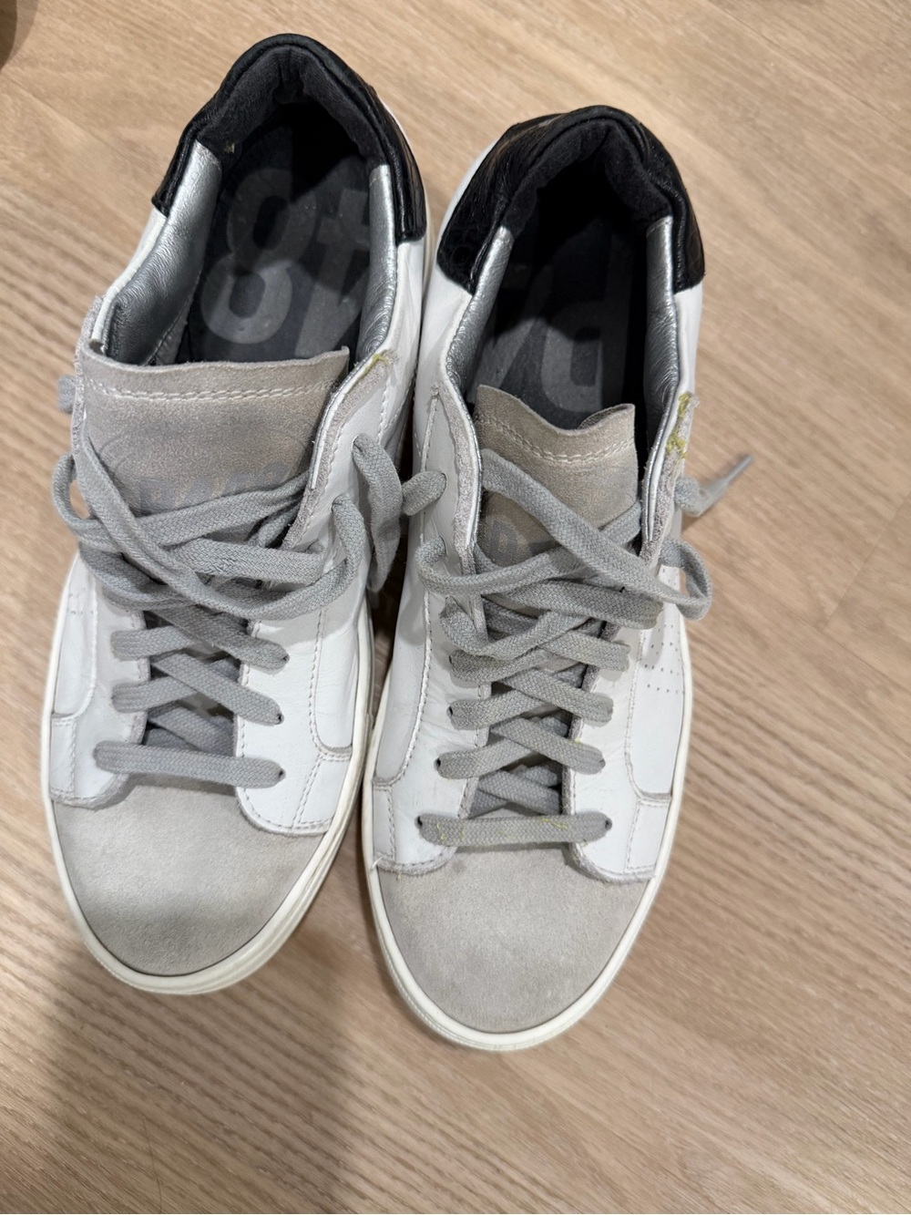 Men's Casual Leather & Suede Sneakers - Gray/White p448